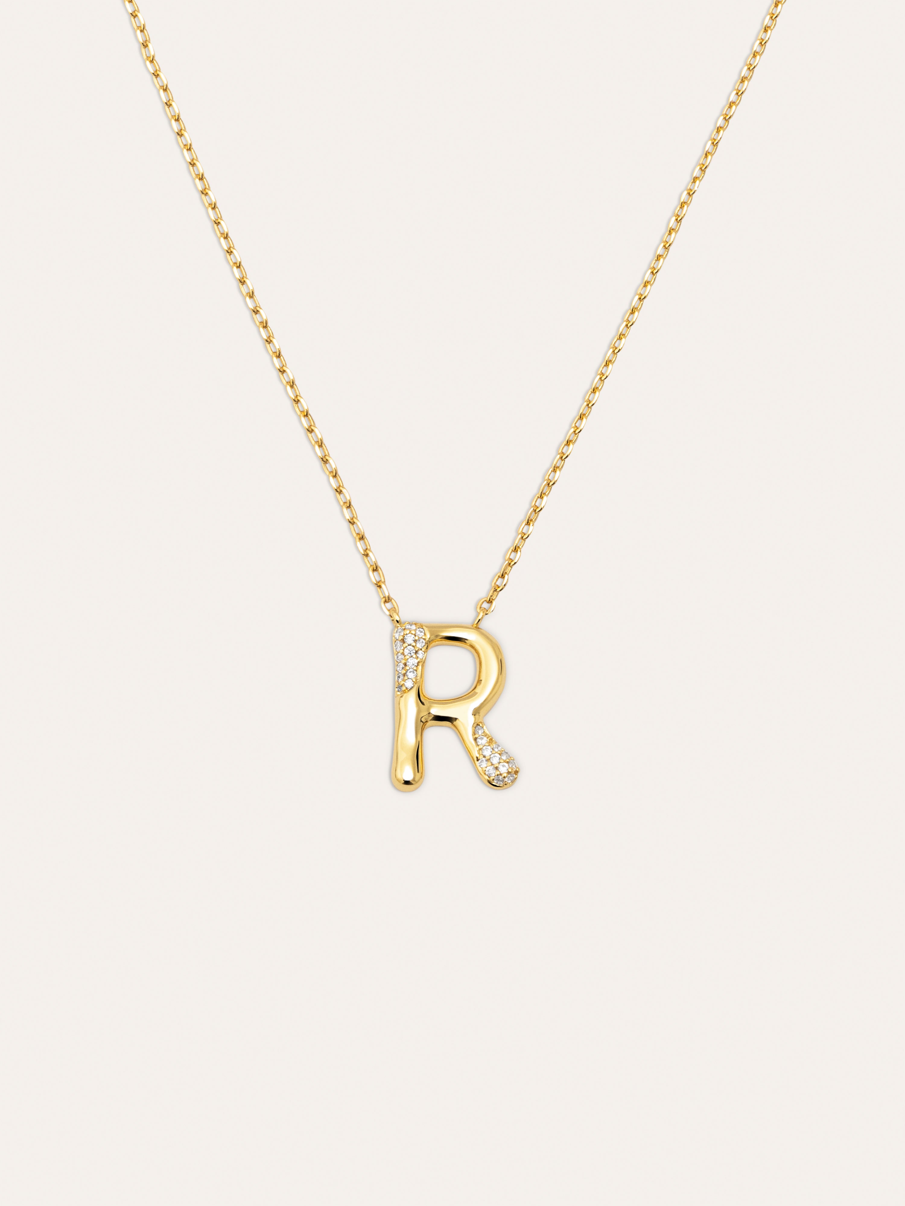 Collar Personalizado Letter Brillante Baño Oro