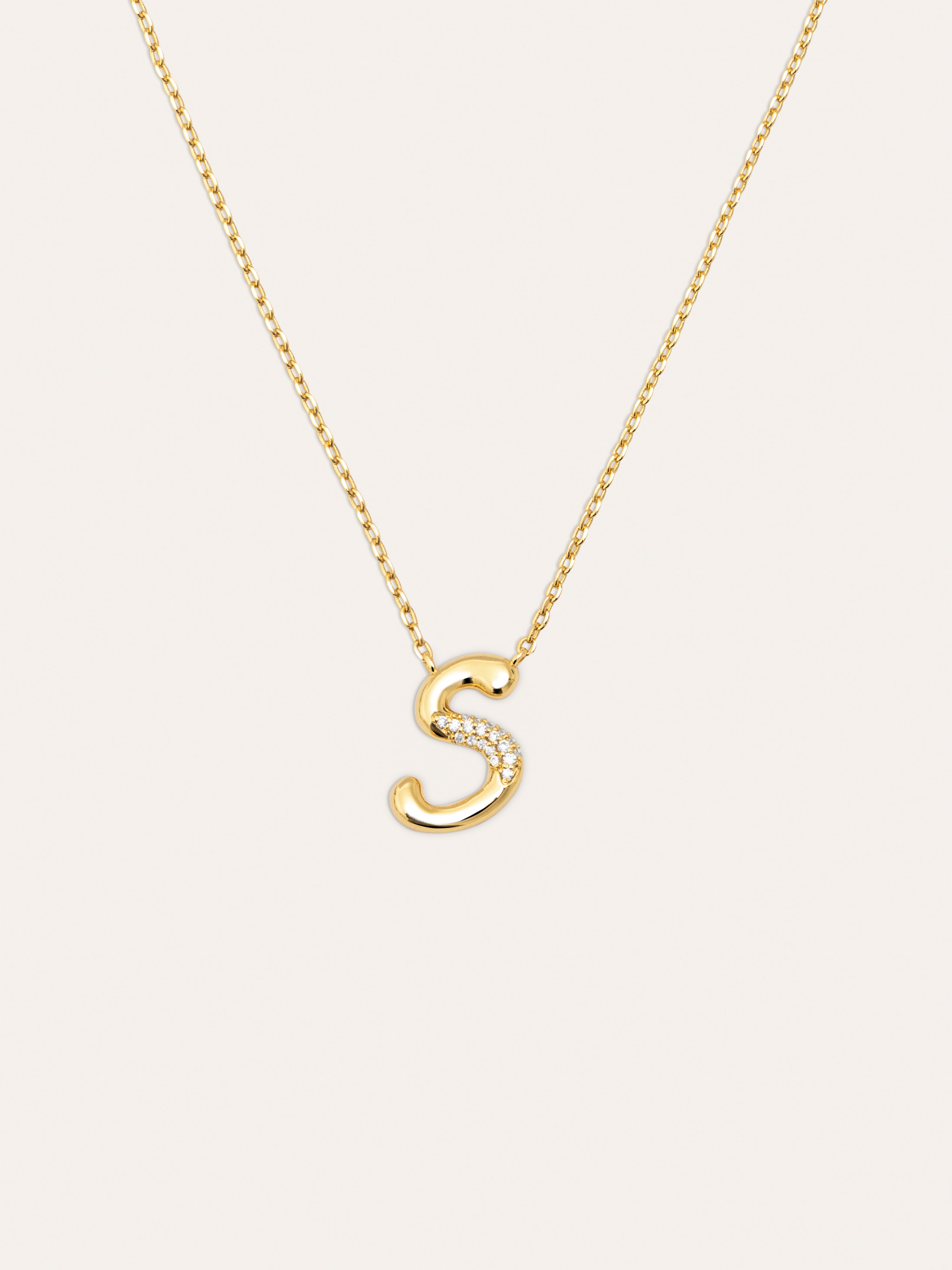 Collar Personalizado Letter Brillante Baño Oro