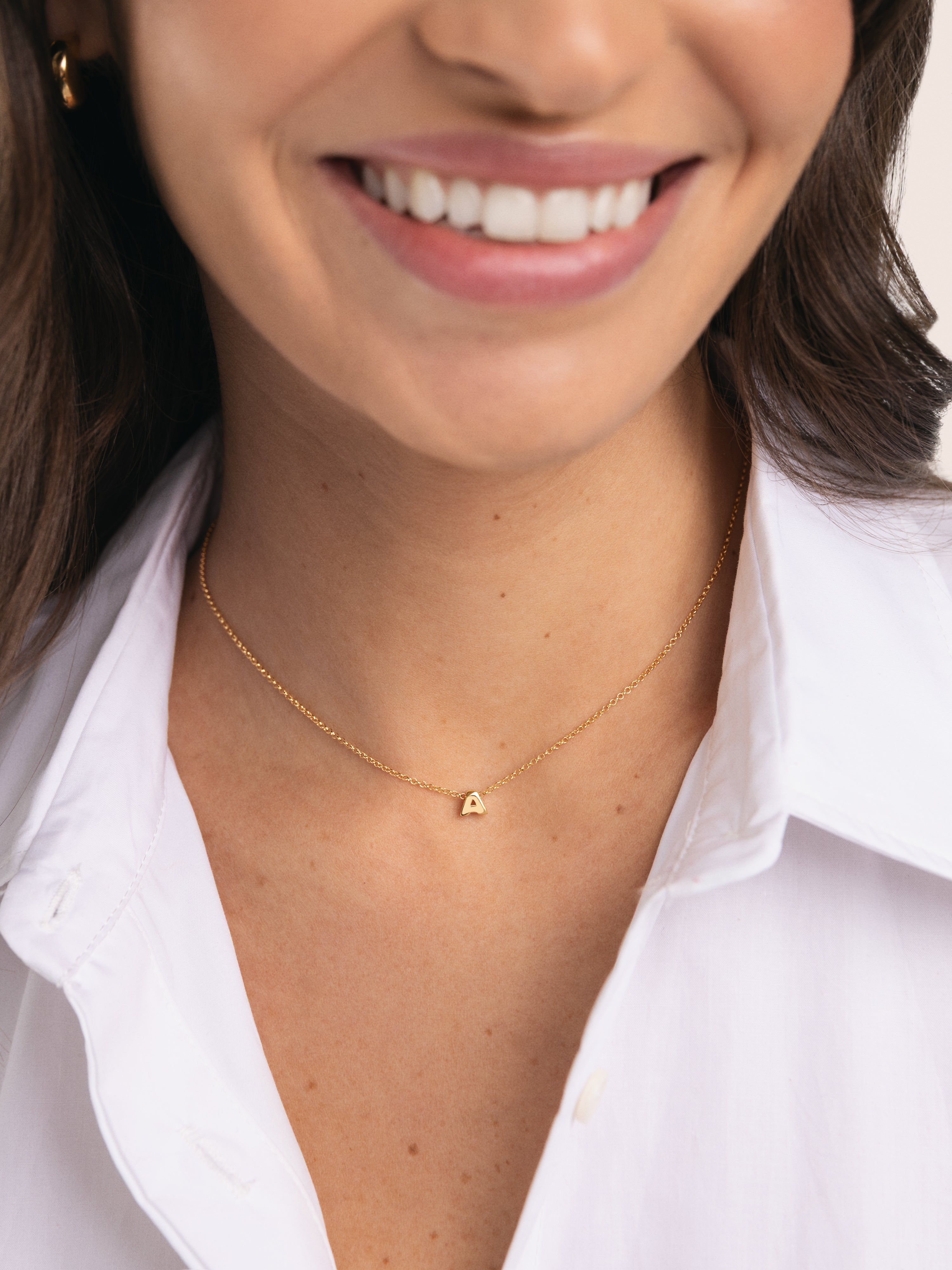 Collar Personalizado Single Letter Plata Baño Oro