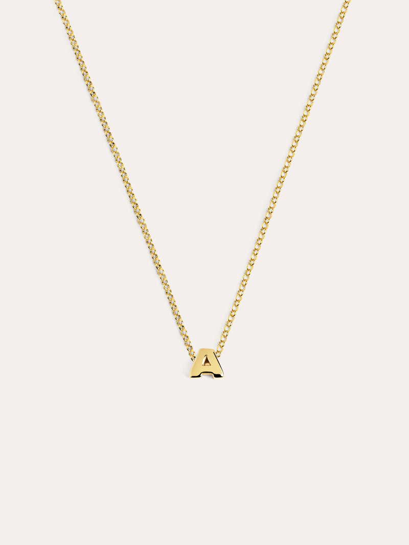 Collar Personalizado Single Letter Plata Baño Oro