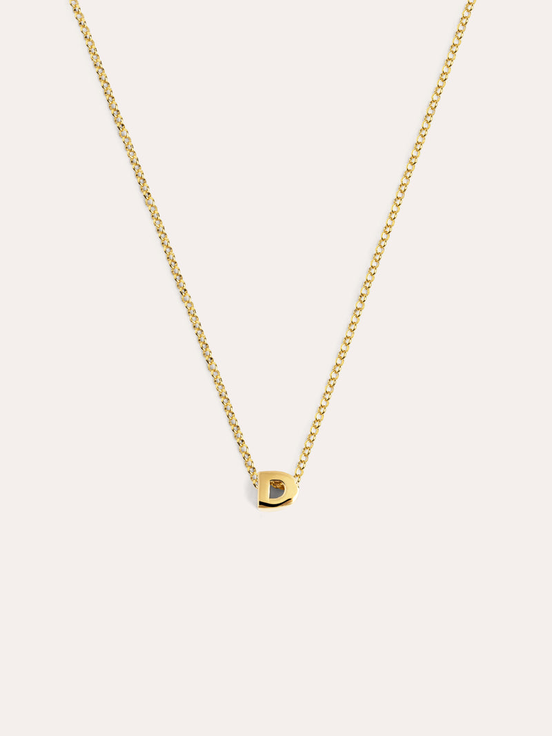 Collar Personalizado Single Letter Plata Baño Oro