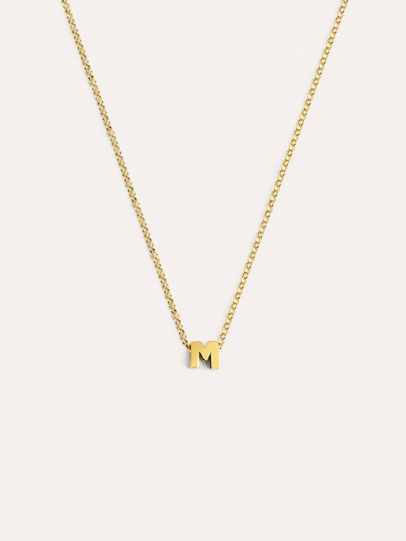 Collar Personalizado Single Letter Plata Baño Oro
