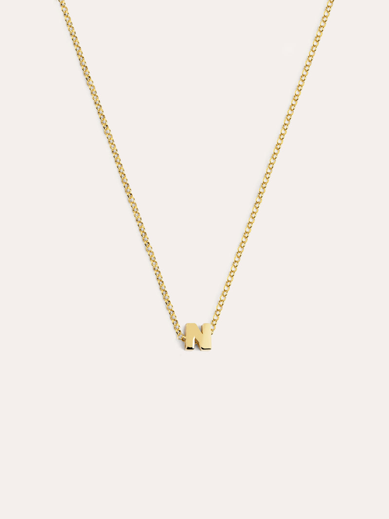 Collar Personalizado Single Letter Plata Baño Oro
