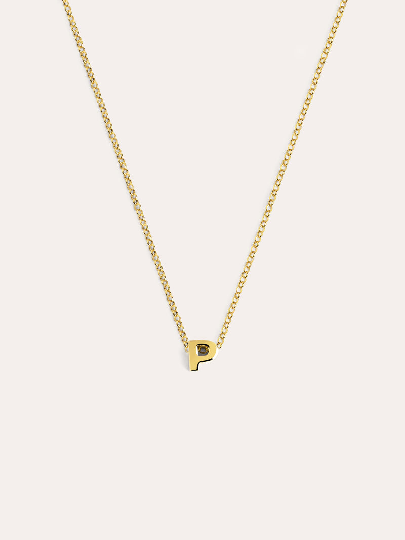 Collar Personalizado Single Letter Plata Baño Oro