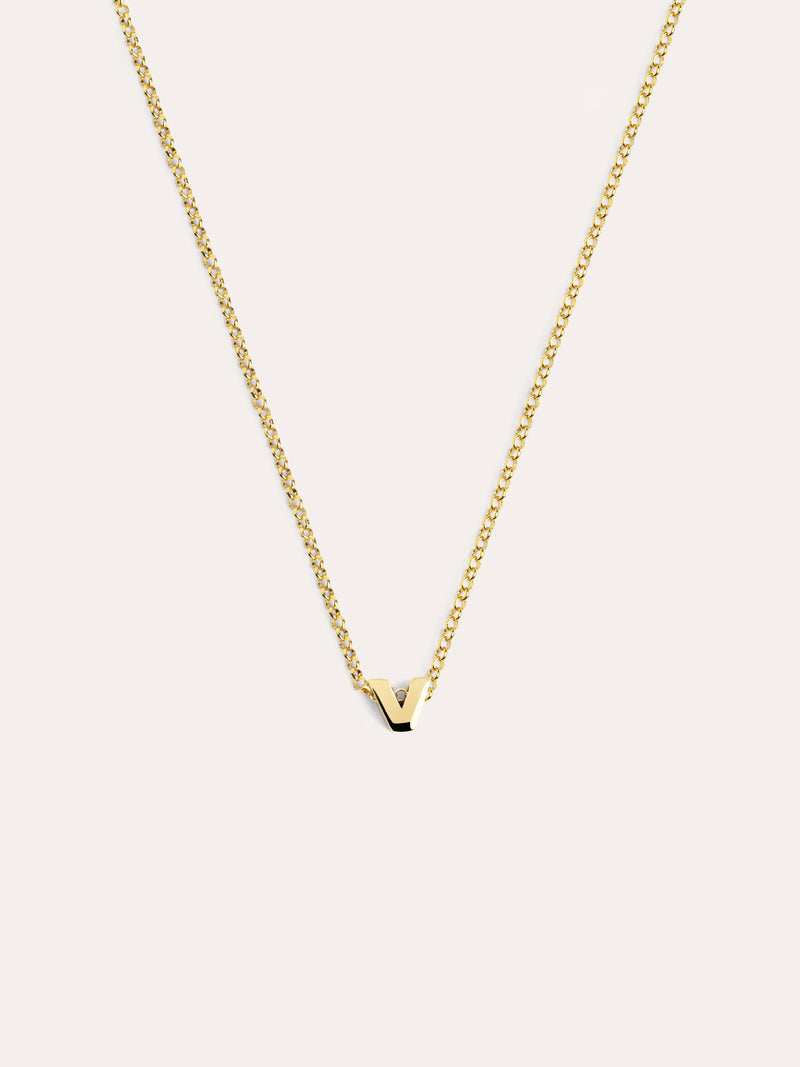 Collar Personalizado Single Letter Plata Baño Oro