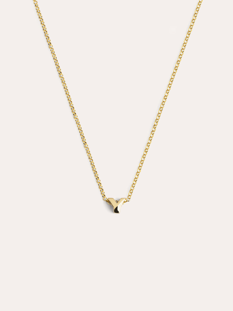 Collar Personalizado Single Letter Plata Baño Oro