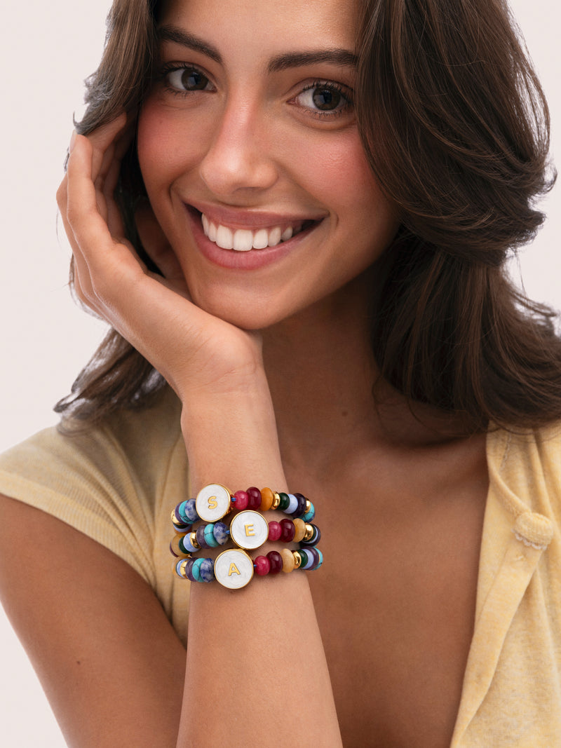 Bracciale Personalizzato Letter Madreperla Acciaio Placcato Oro