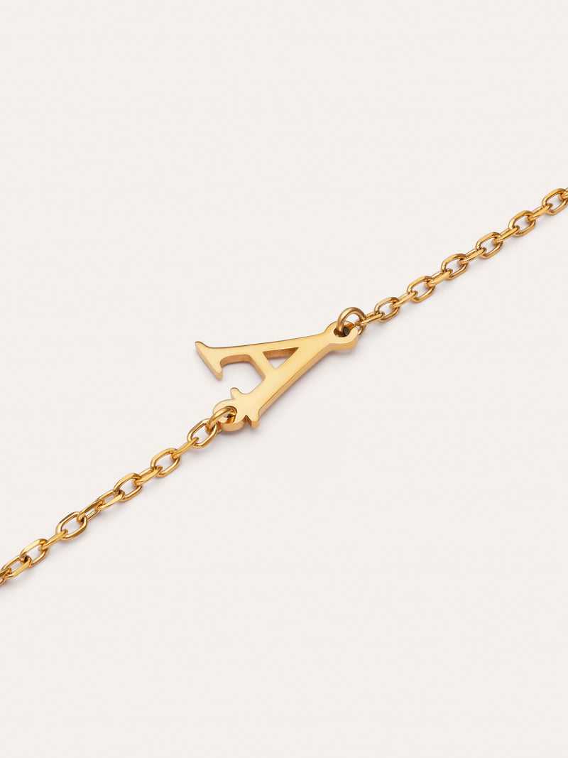 Bracelet Single Letter en Acier plaqué or