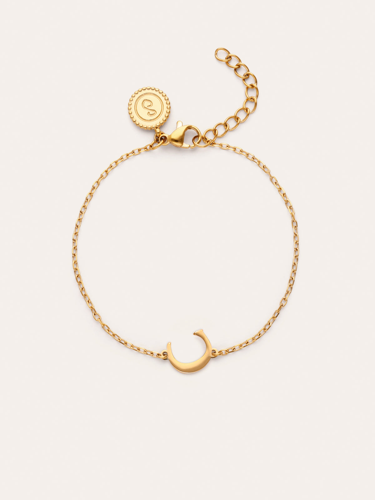 Bracelet Single Letter en Acier plaqué or