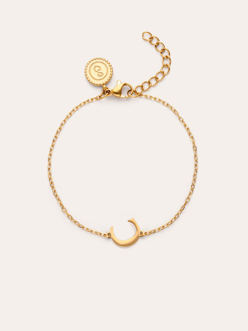 Bracelet Single Letter en Acier plaqué or