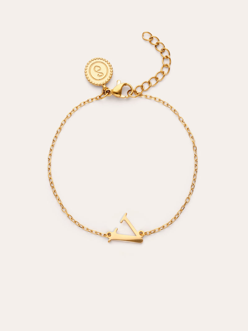 Bracelet Single Letter en Acier plaqué or