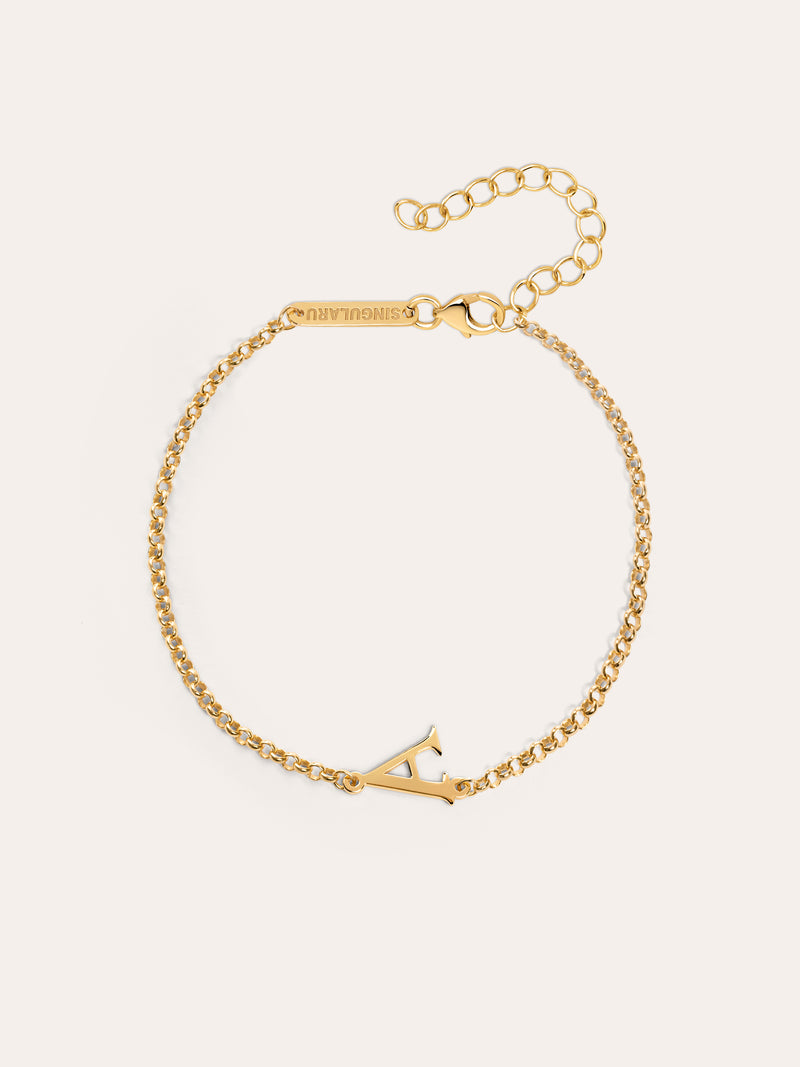 Pulseira Single Letter Prata Banho de Ouro