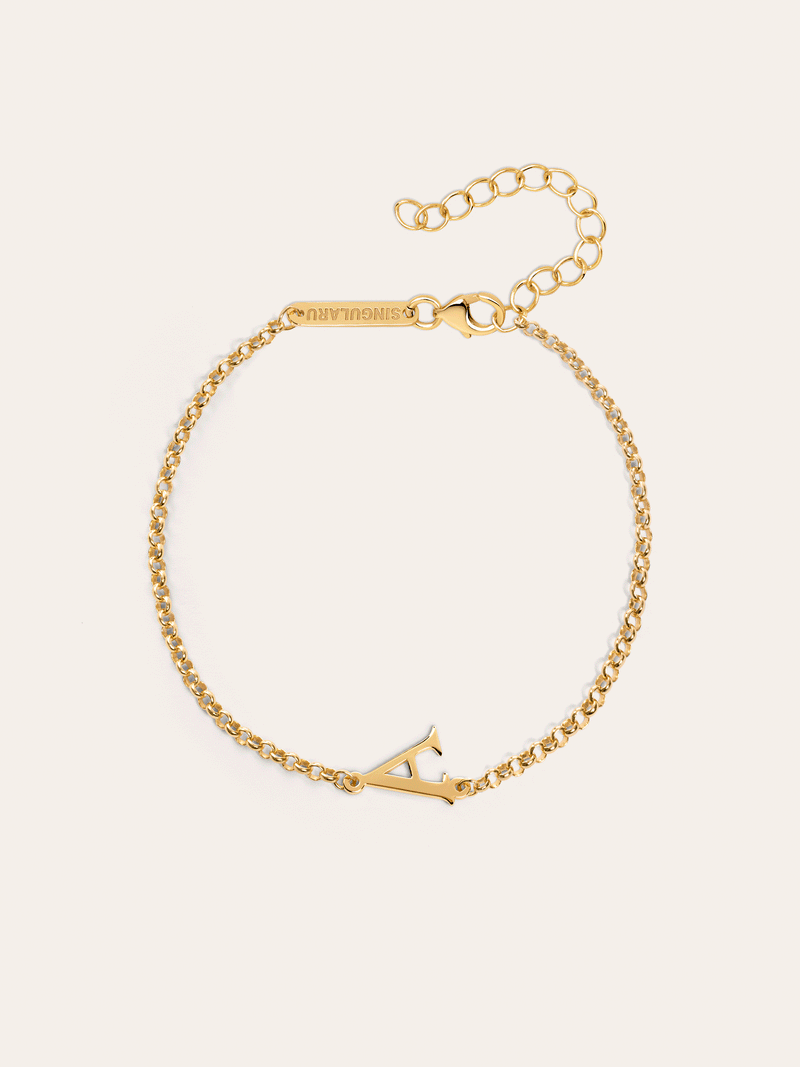 Pulseira Single Letter Prata Banho de Ouro
