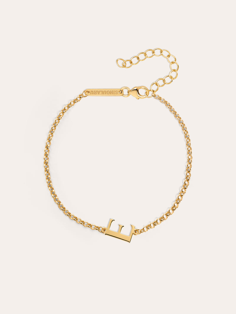 Pulseira Single Letter Prata Banho de Ouro