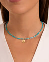 Collar Personalizado Cala Dots Turquoise Letter Baño Oro
