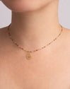 Gepersonaliseerde ketting Colors Enamel Letter verguld met goud