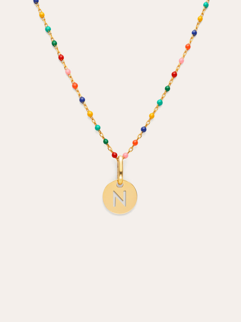 Personalisierte Halskette Colors Enamel Letter vergoldet