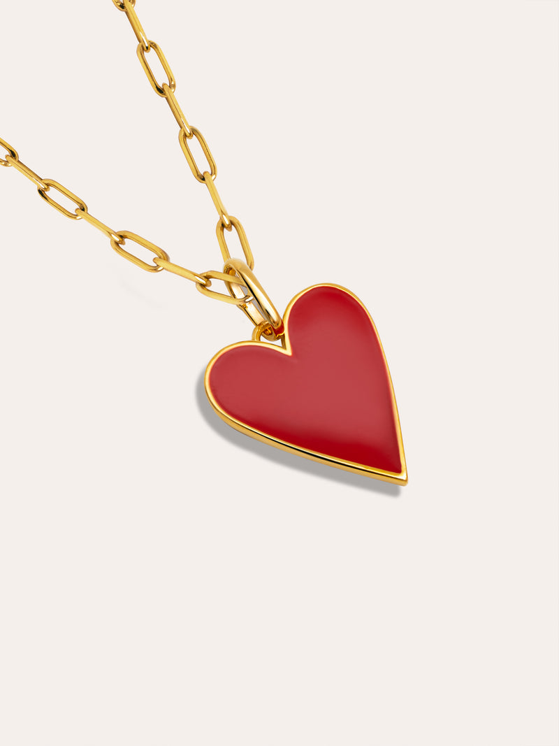 Collier Chic Lovely Heart Red Acier Plaqué Or