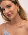 Coffret Cadeau Collier et Boucles D'oreilles Bleu Acier Plaqué Or