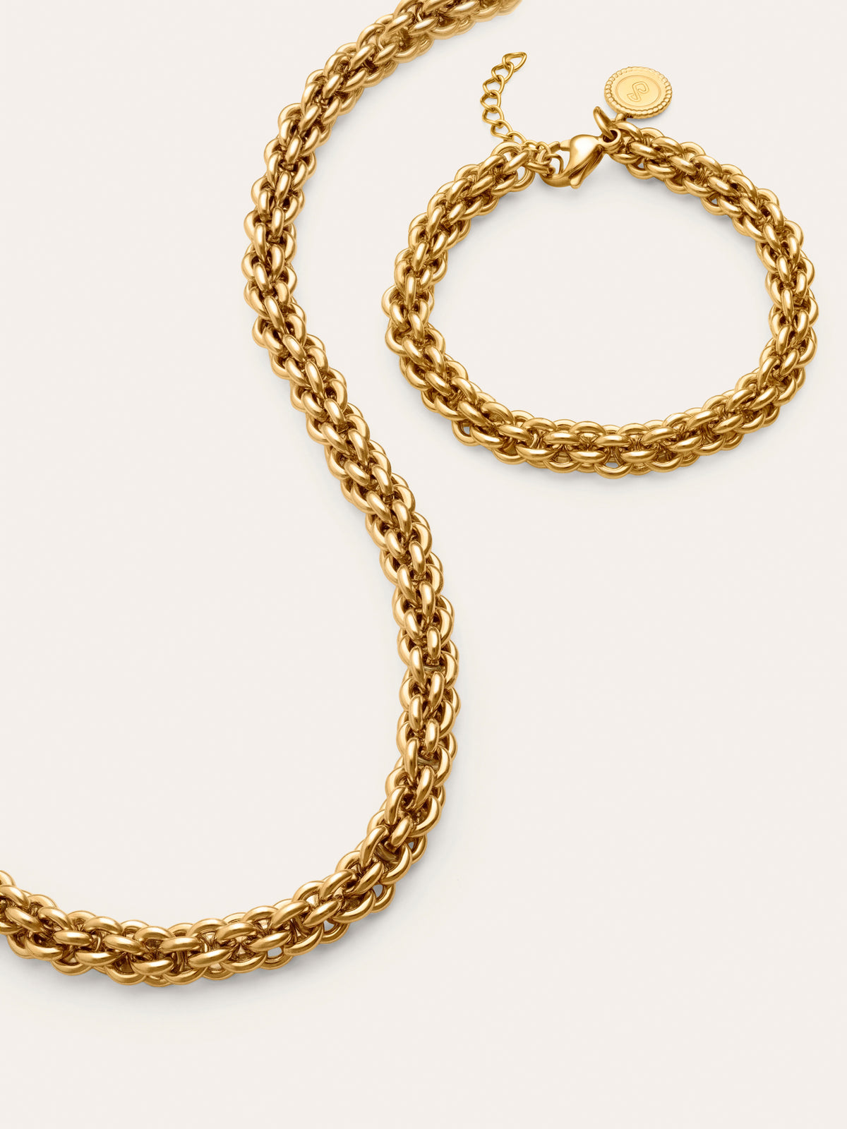 Pack Regalo Collar  Big Rope y Pulsera Big Rope Acero Baño Oro
