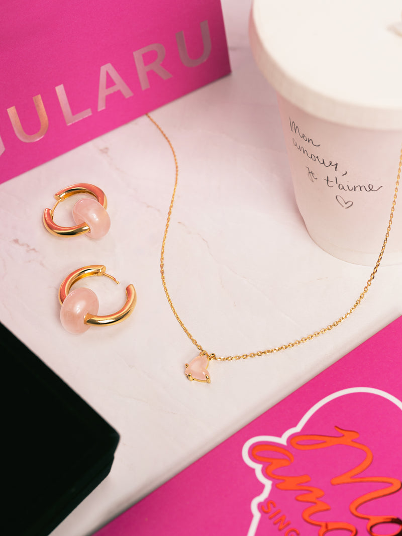 Collier Adorable Heart Pink Plaqué Or