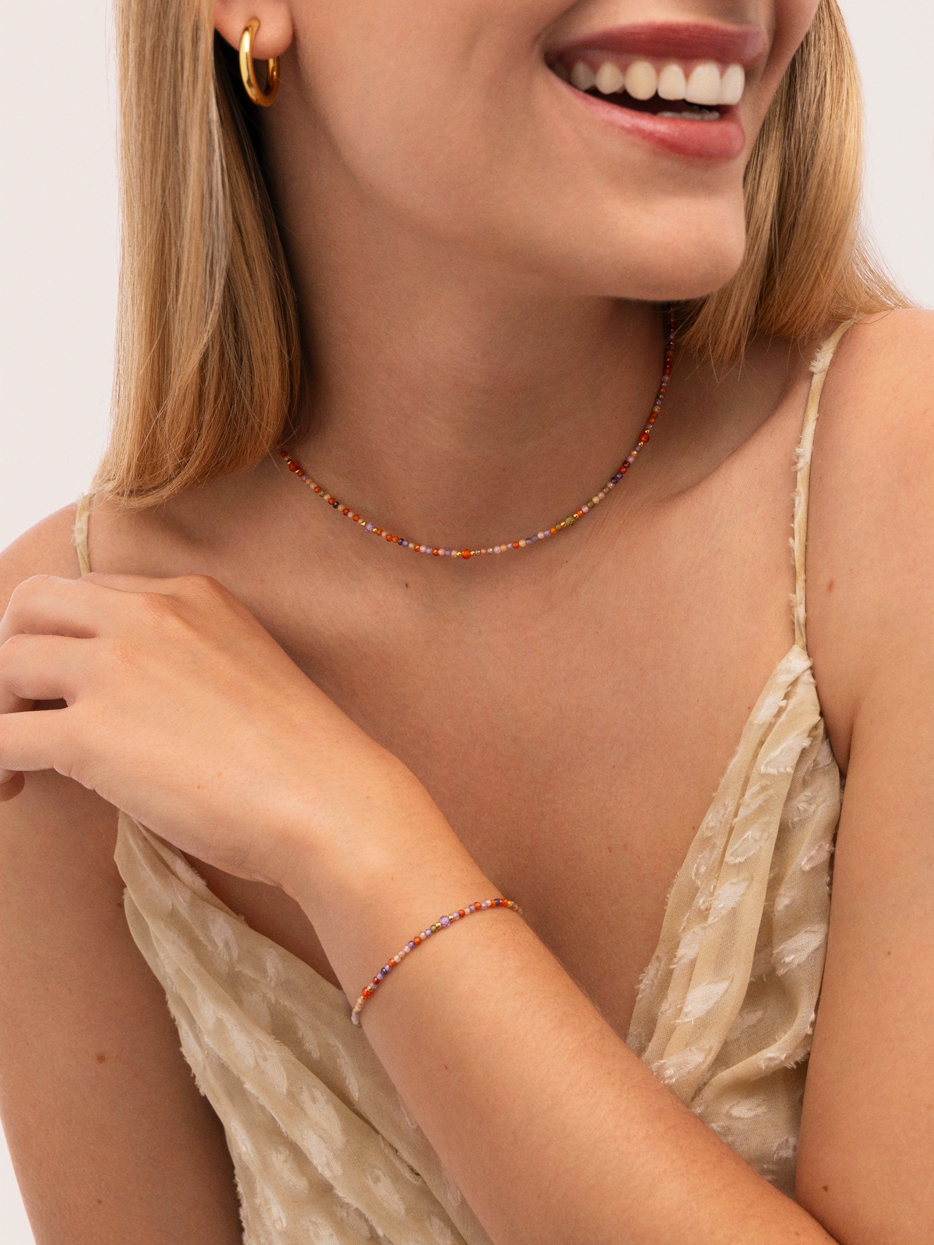 Pack Regalo Collar y Pulsera Crystal Summer Acero Baño Oro
