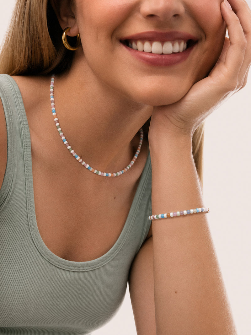 Pack Cadeau Bracelet et Collier Nacary Colors Acier plaqué or