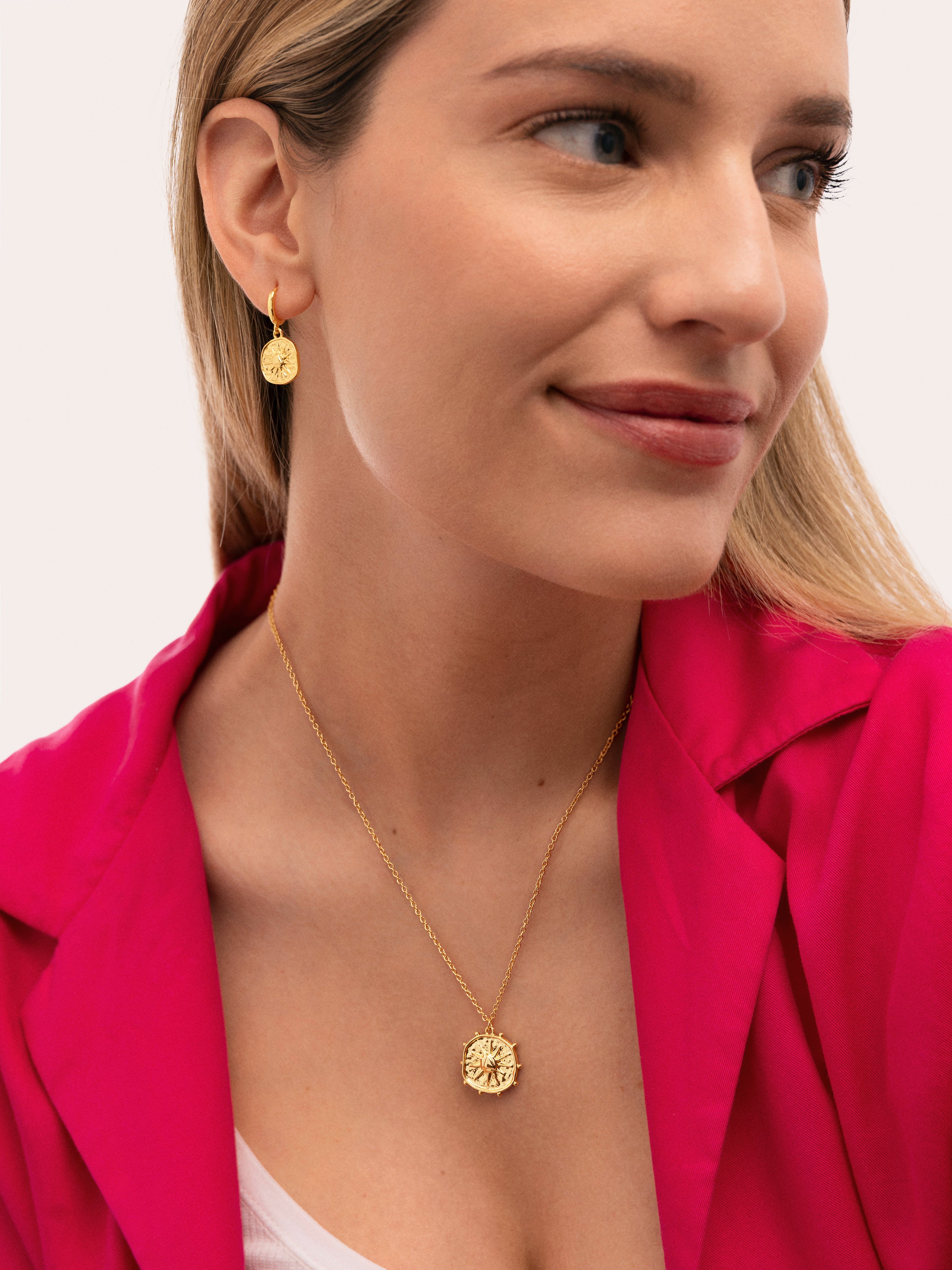 Coffret Cadeau Collier et Boucles D'oreilles Solstice Sun Plaqué Or