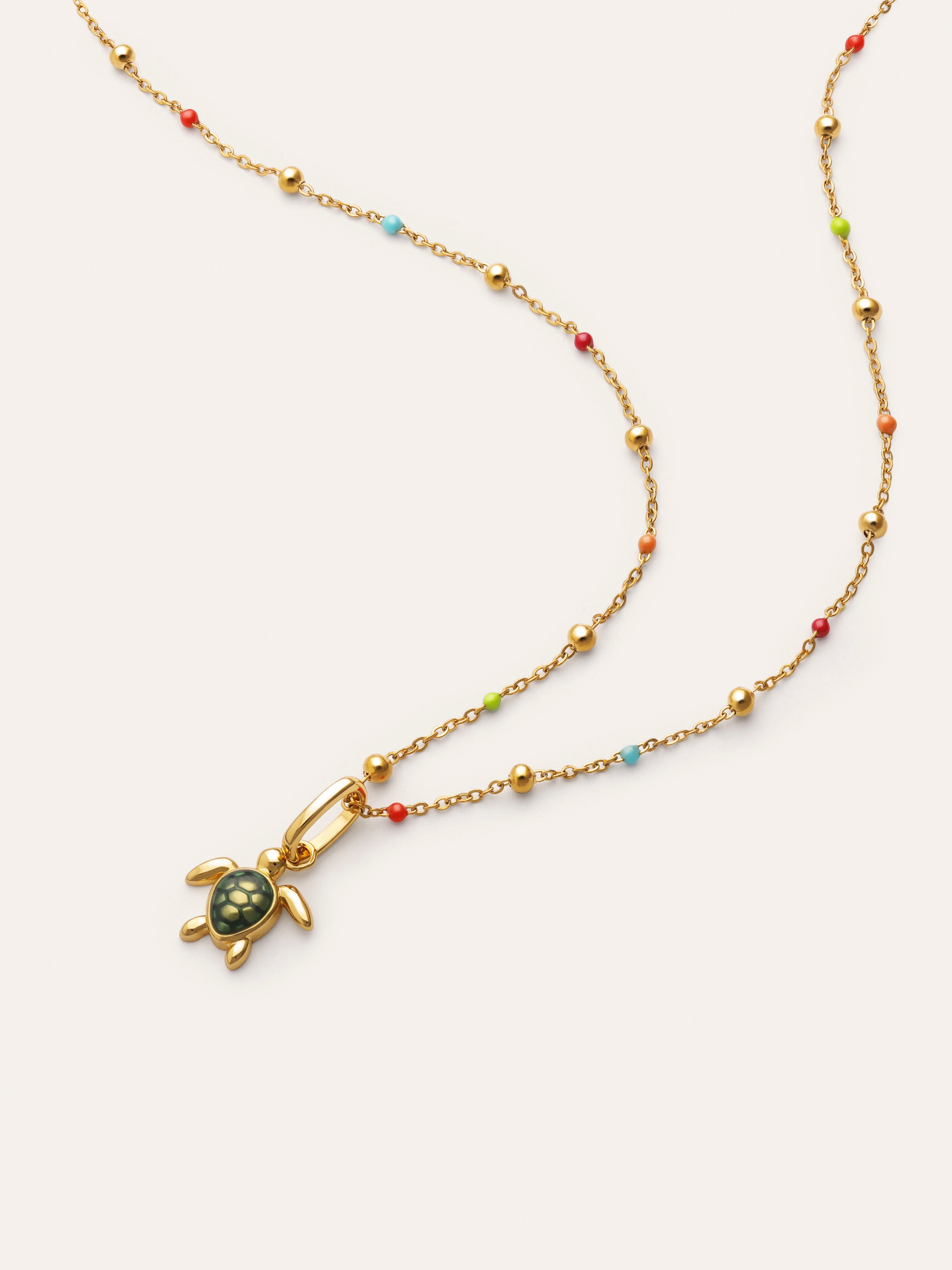 Geschenkset Halskette Dots L Farben und Charm Schildkröte Vergoldet