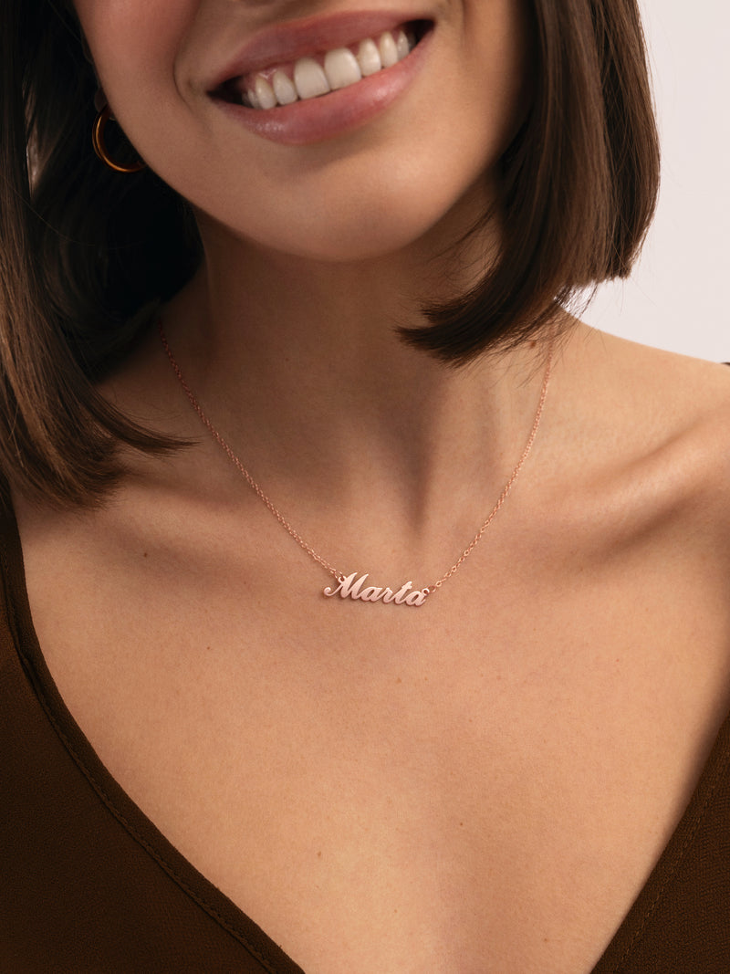 Collar Personalizado Carrie Plata Baño Oro Rosa