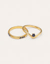 Pack of 2 Klein Blue Steel Rings with Gold Plating