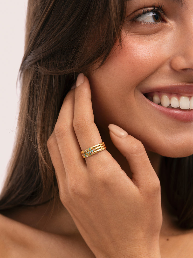Pack de 3 bagues Odisea Colors en acier plaqué or 18kt