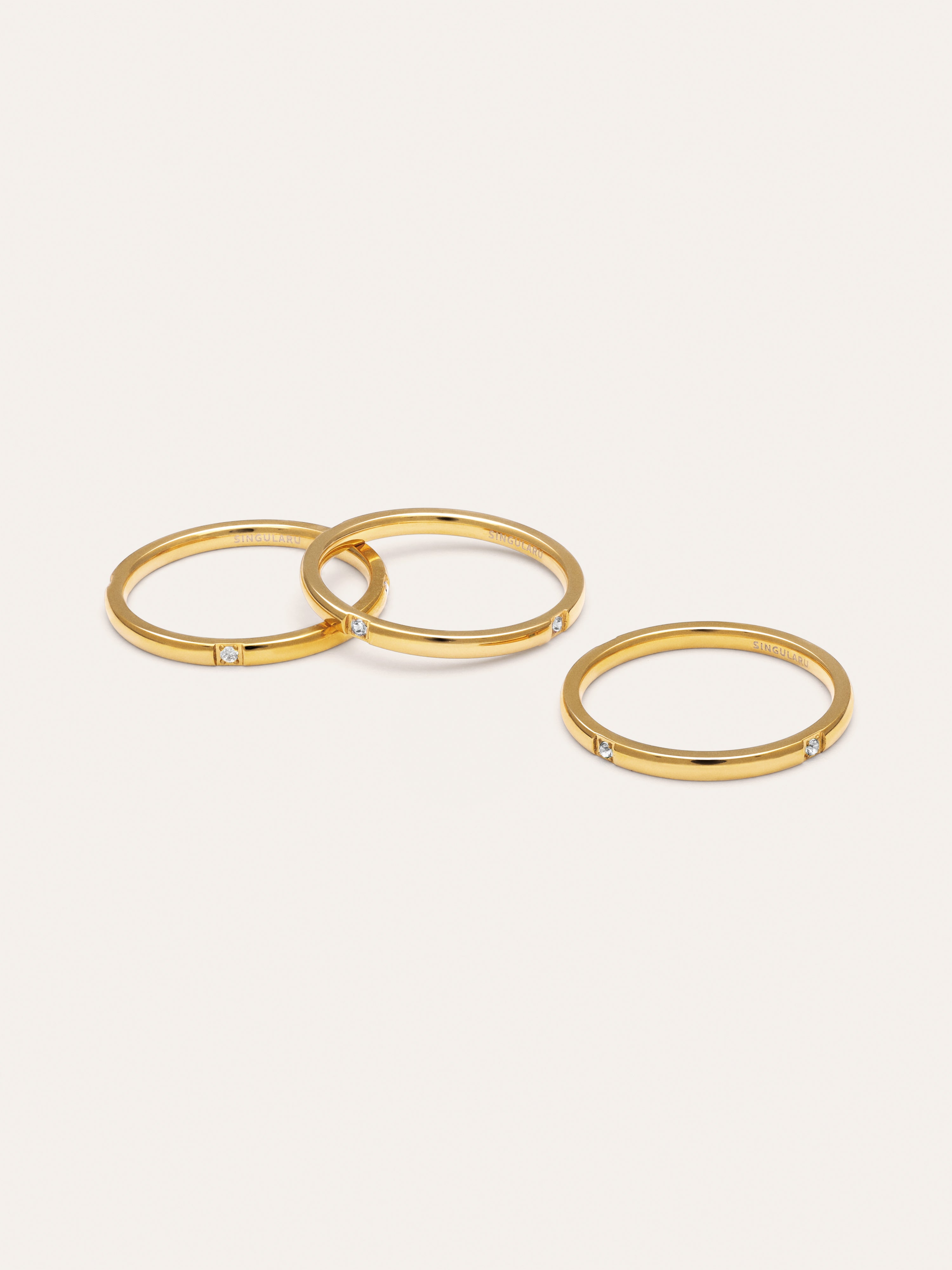 Pack 3 Anillos Palmar Spark Acero Baño Oro
