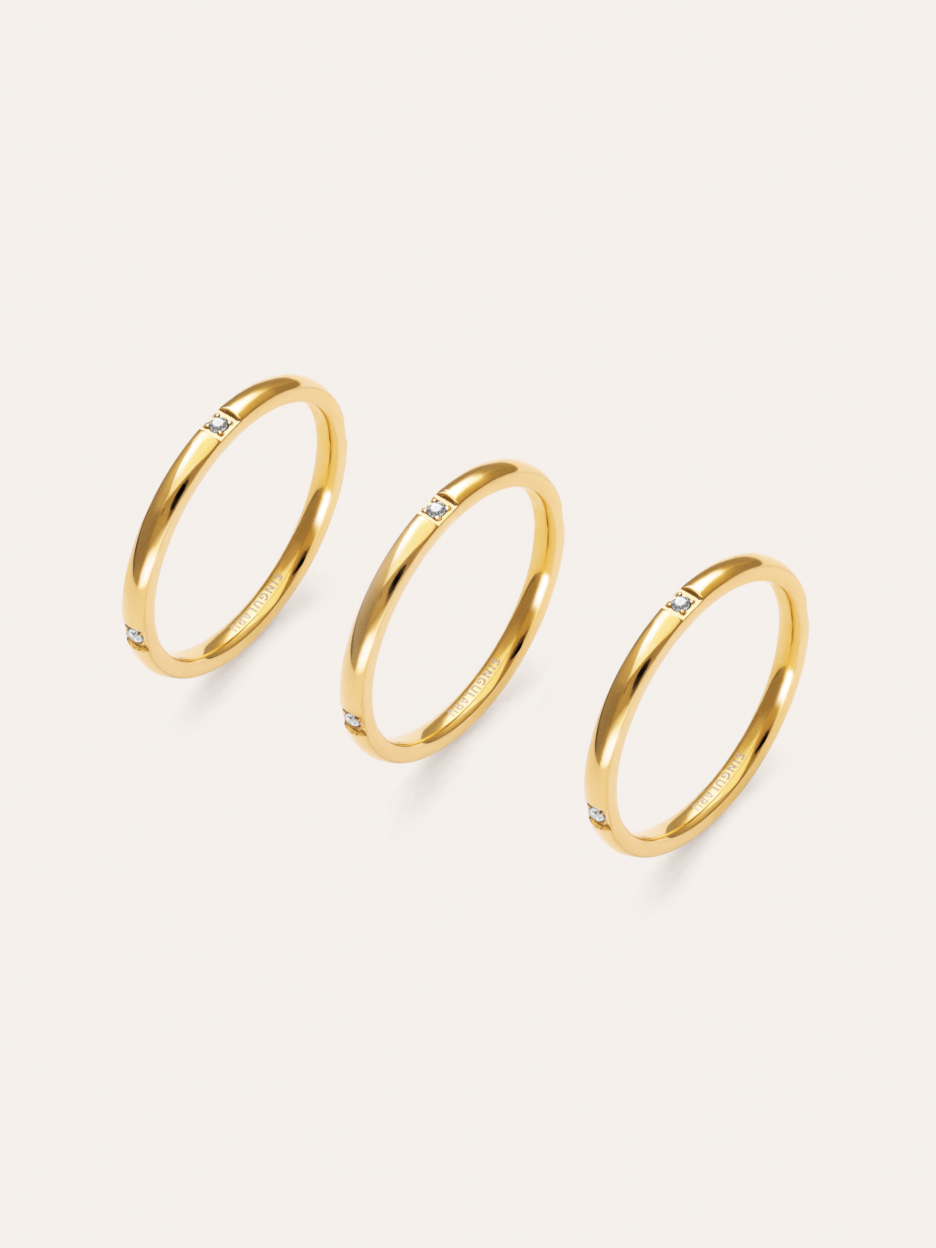 Pack 3 Anillos Palmar Spark Acero Baño Oro