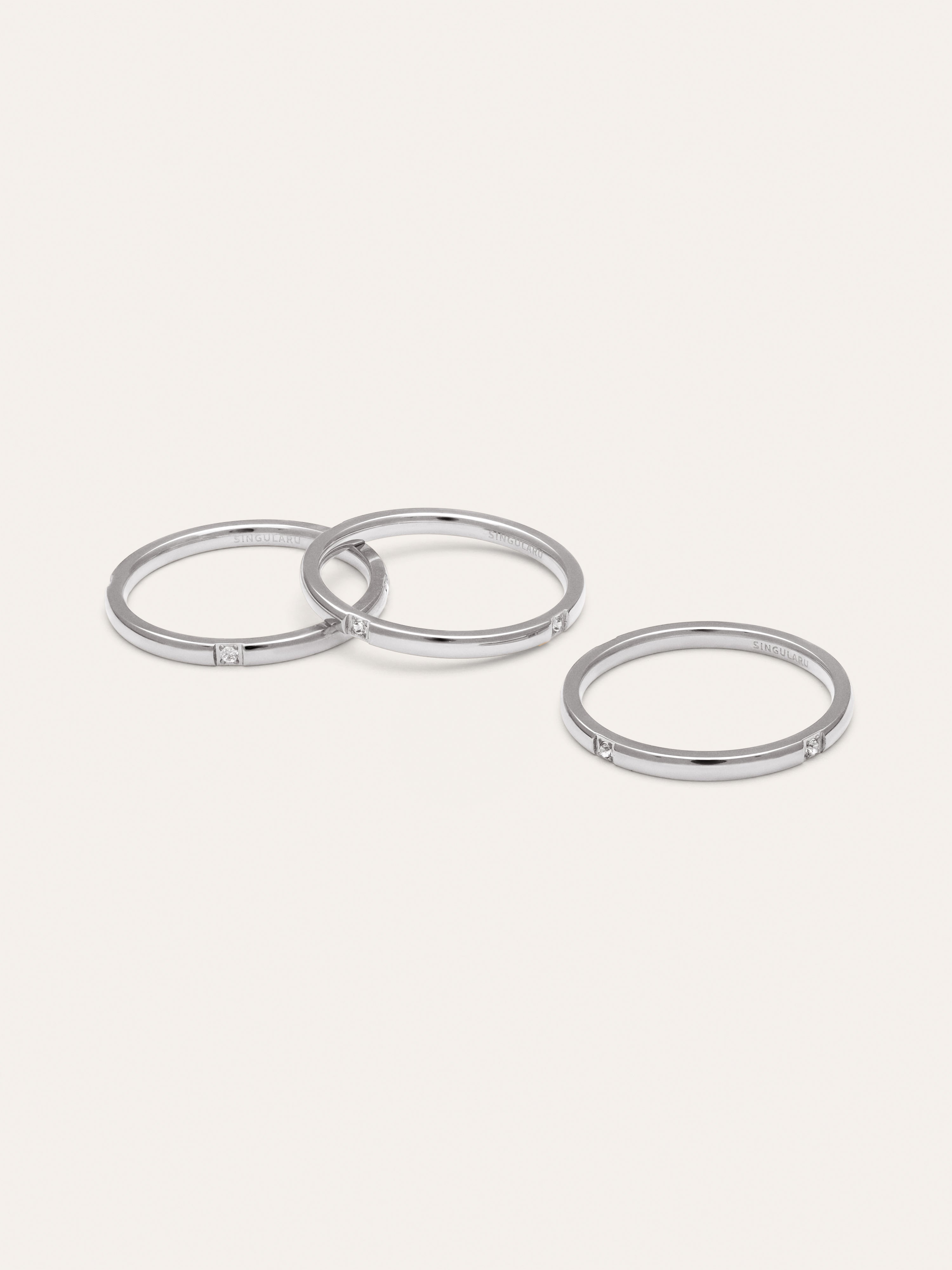 Pack 3 Anillos Palmar Spark Acero