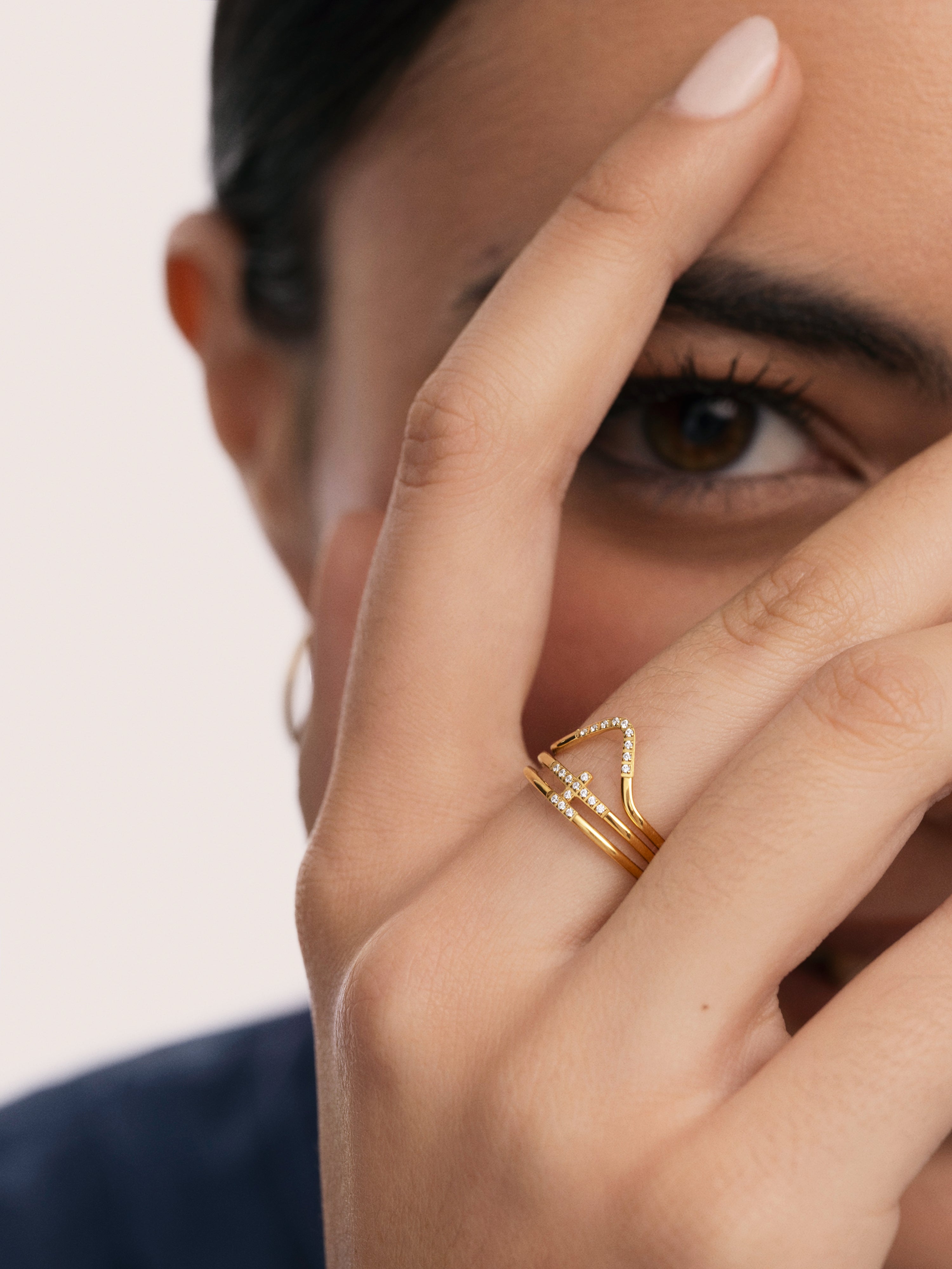 Pack 3 Anillos Sparks Acero Baño Oro