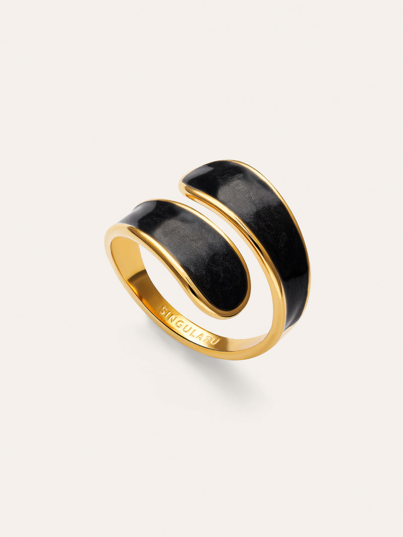 Abbraccio Black Ring Stahl, vergoldet
