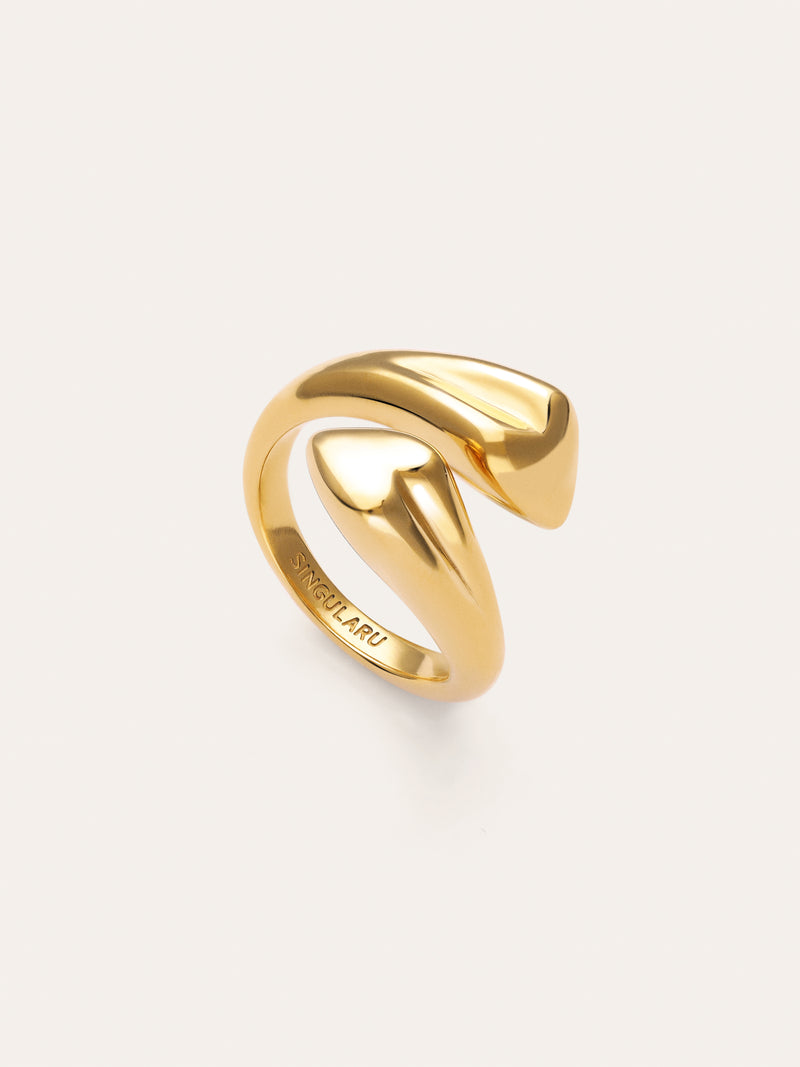 Anel Abbraccio Amour Aço Banho de Ouro