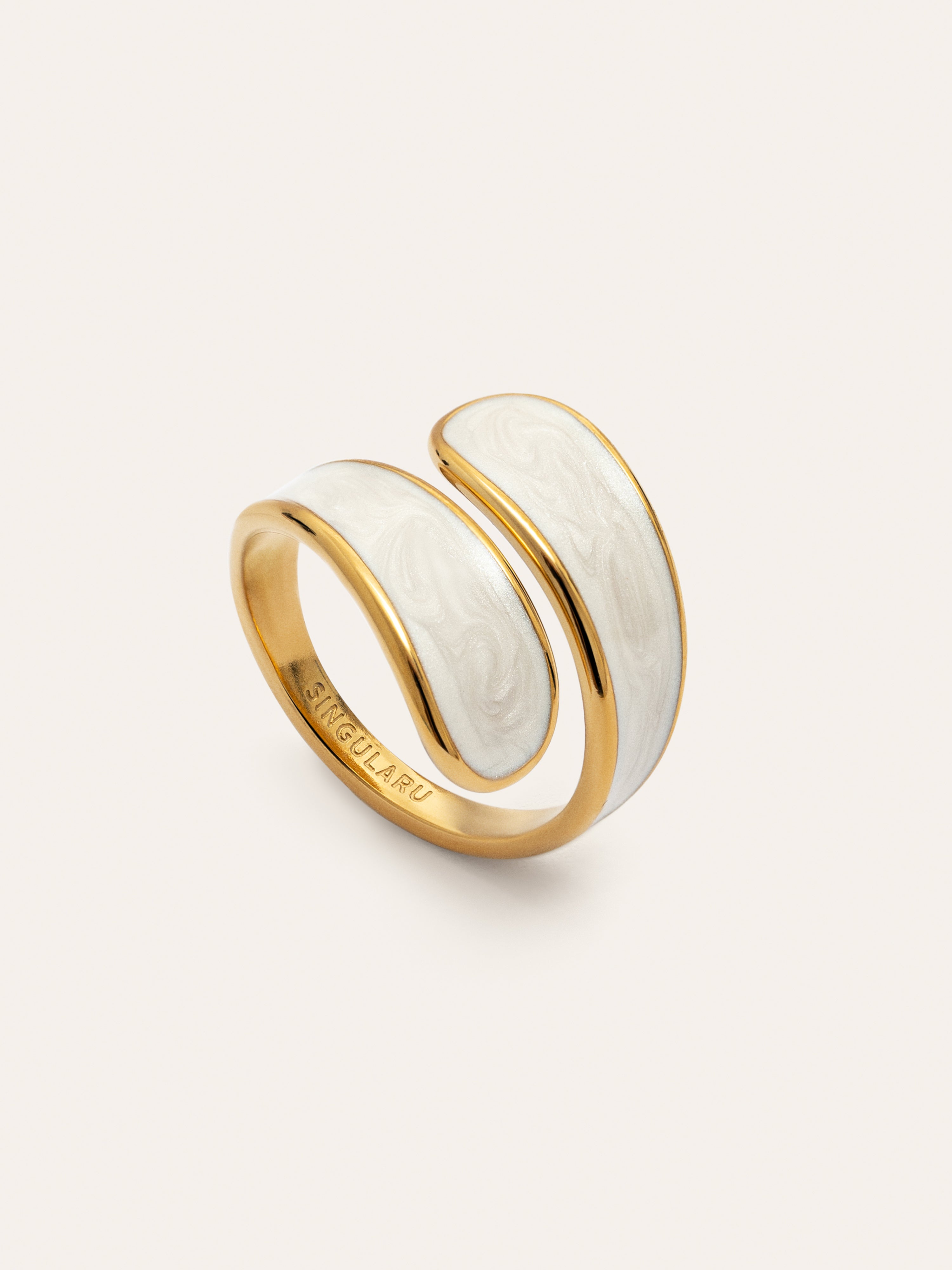 Anillo Abbraccio White Acero Baño Oro