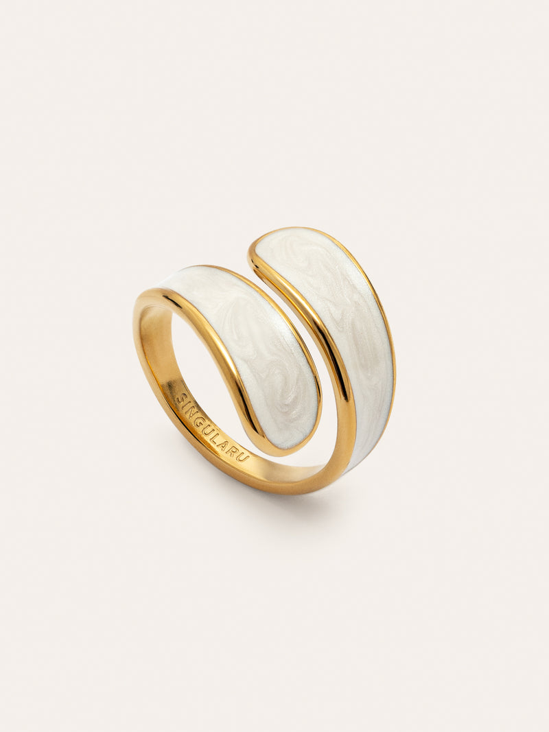 Bague Abbraccio White Acier Plaqué Or