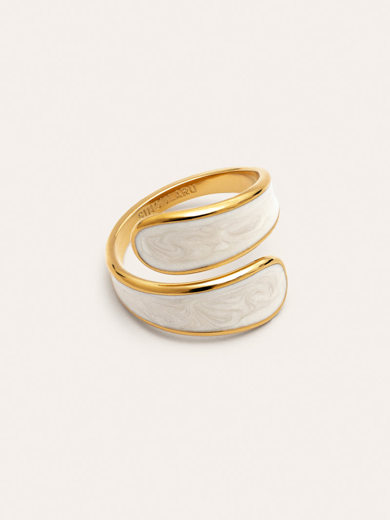 Bague Abbraccio White Acier Plaqué Or