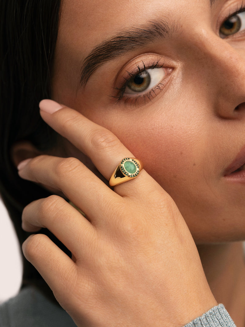 amanda-grün Ring-vergoldet