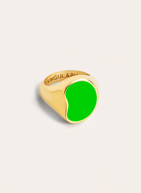Signet Bean Lime Gold Ring 