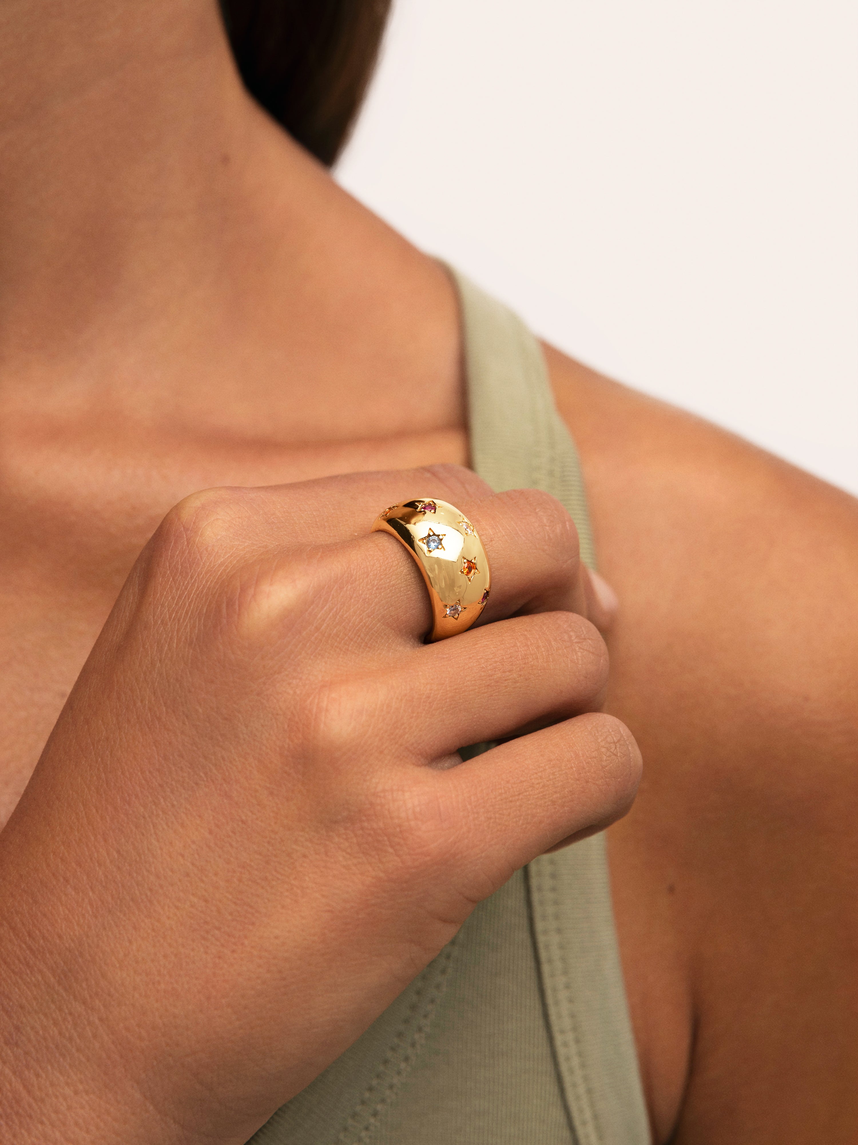Anillo Bomb Color Stars Baño Oro