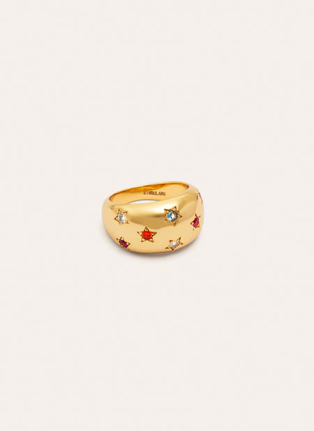 Anillo Bomb Color Stars Baño Oro