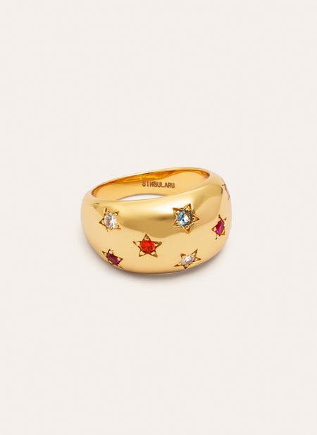 Bomb Color Stars Gold Ring 