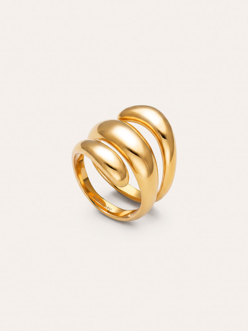 Ring mit Schlaufe aus Stahl, vergoldet