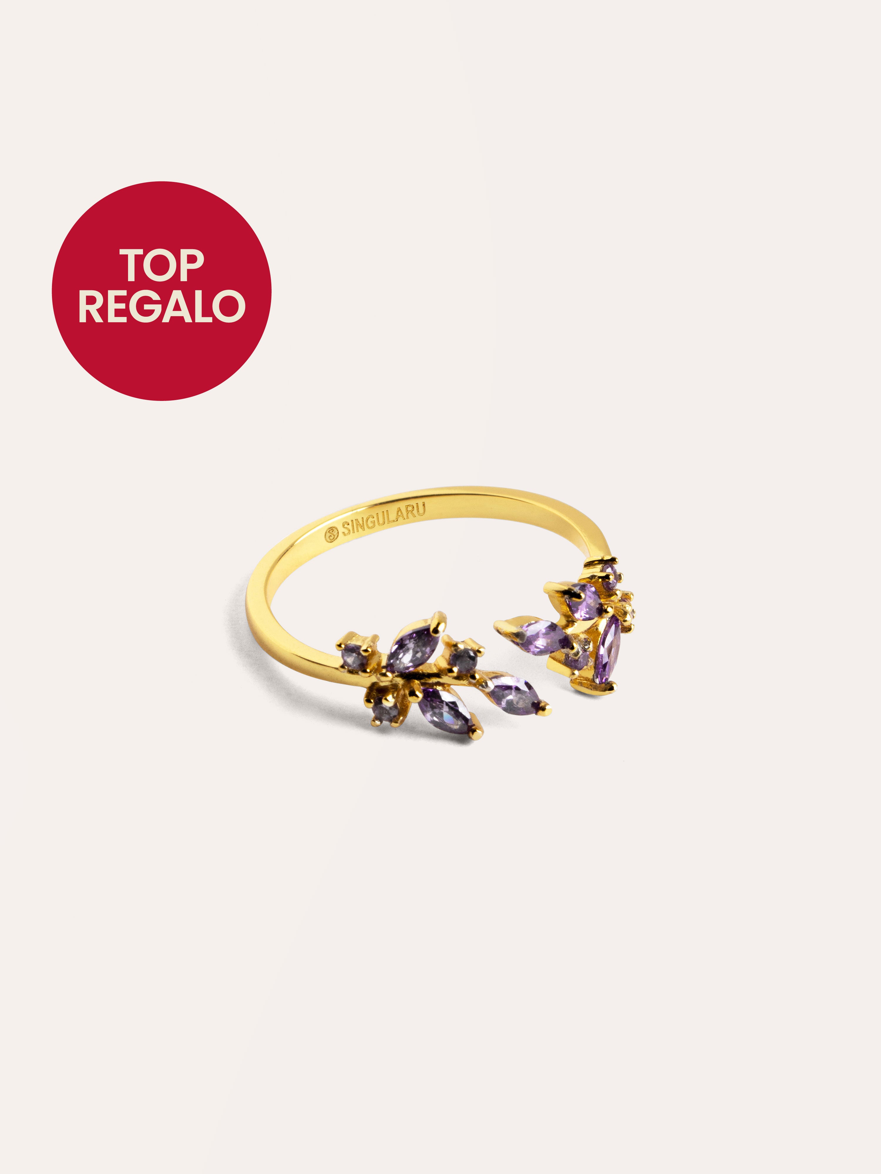 Anillo Buganvilla Plata Baño Oro