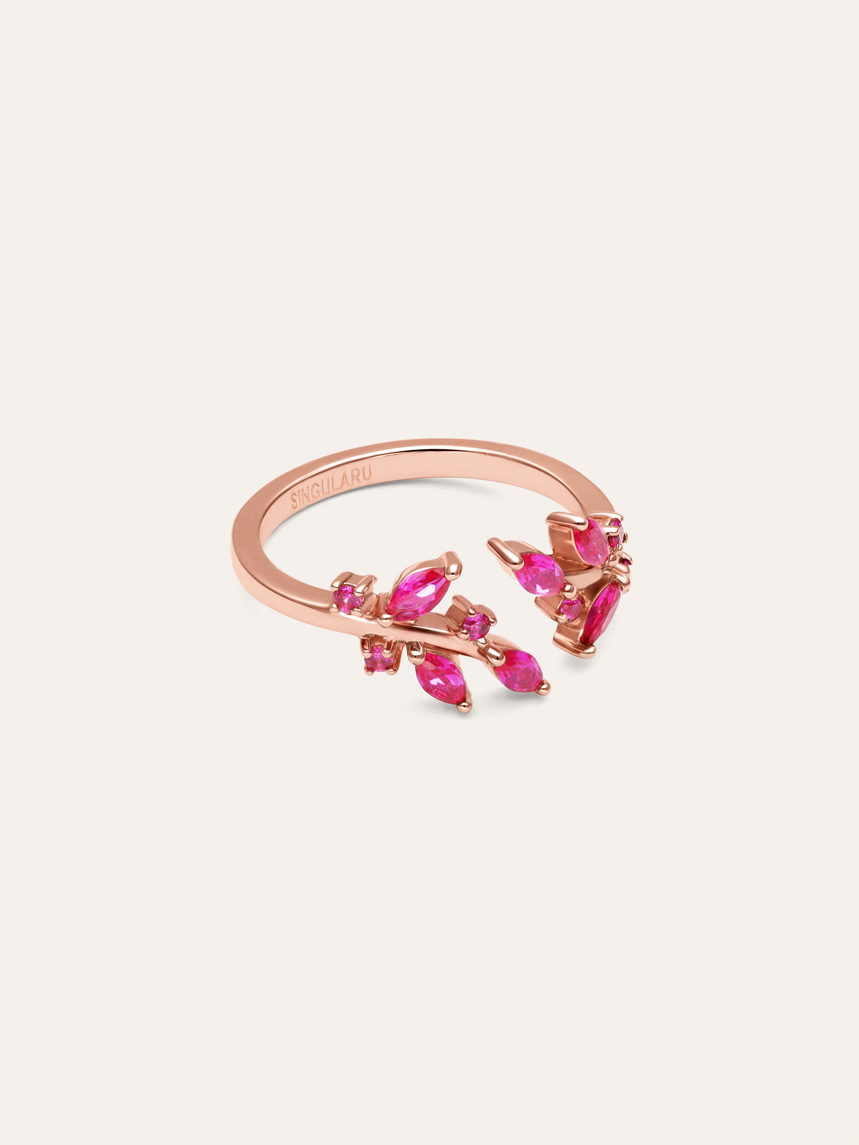 Anillo Buganvilla Raspberry Baño Oro Rosa