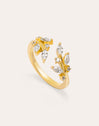 Anillo Buganvilla White Baño Oro